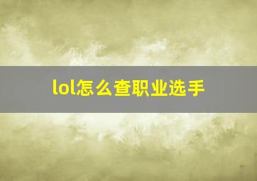 lol怎么查职业选手