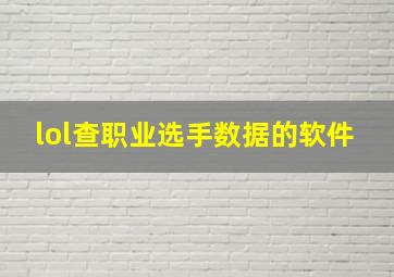 lol查职业选手数据的软件