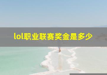 lol职业联赛奖金是多少