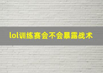 lol训练赛会不会暴露战术