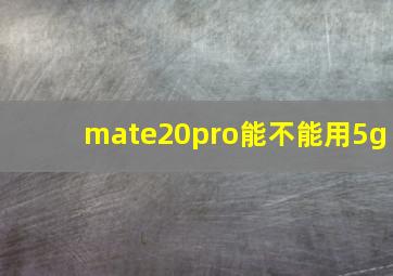 mate20pro能不能用5g