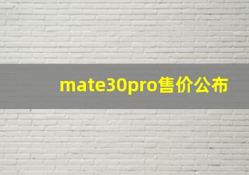 mate30pro售价公布