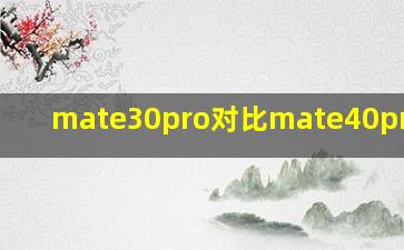 mate30pro对比mate40pro参数