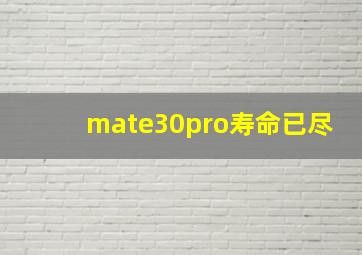 mate30pro寿命已尽