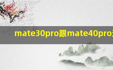 mate30pro跟mate40pro选哪个