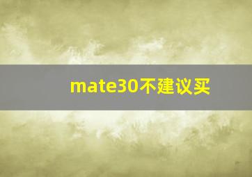 mate30不建议买