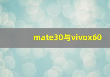 mate30与vivox60