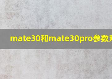 mate30和mate30pro参数对比表