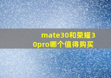 mate30和荣耀30pro哪个值得购买