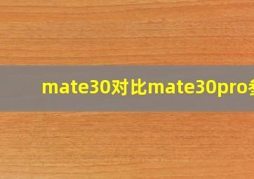 mate30对比mate30pro参数