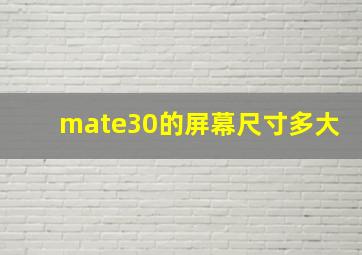 mate30的屏幕尺寸多大