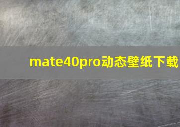 mate40pro动态壁纸下载