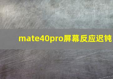 mate40pro屏幕反应迟钝