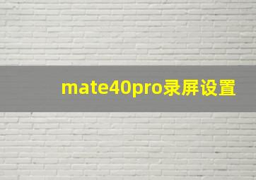 mate40pro录屏设置