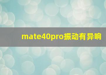 mate40pro振动有异响