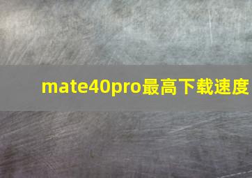 mate40pro最高下载速度