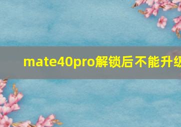 mate40pro解锁后不能升级