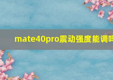 mate40pro震动强度能调吗