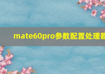 mate60pro参数配置处理器