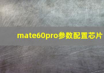 mate60pro参数配置芯片