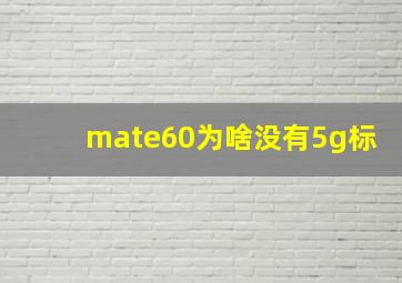 mate60为啥没有5g标