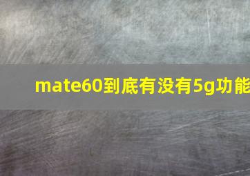 mate60到底有没有5g功能