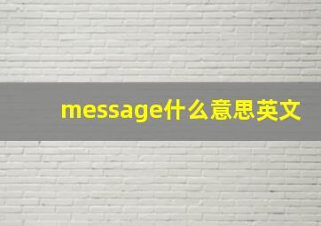 message什么意思英文