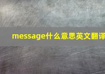 message什么意思英文翻译