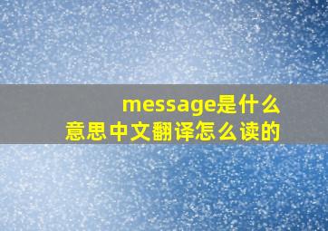 message是什么意思中文翻译怎么读的