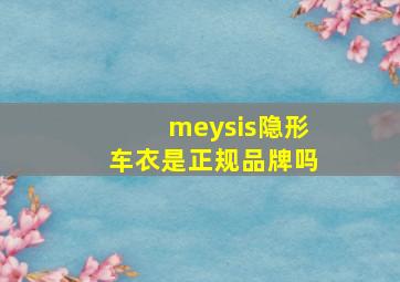 meysis隐形车衣是正规品牌吗