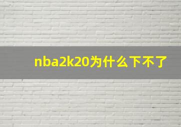 nba2k20为什么下不了