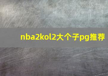 nba2kol2大个子pg推荐