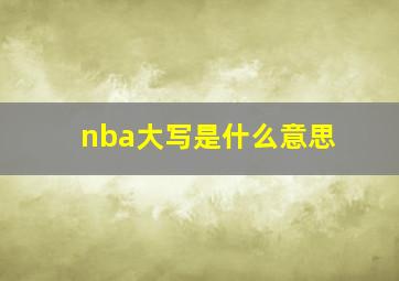 nba大写是什么意思