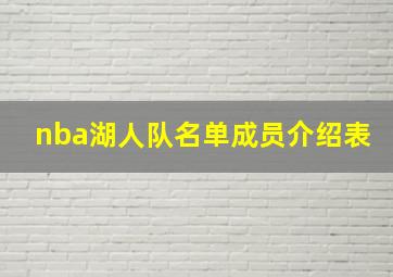 nba湖人队名单成员介绍表