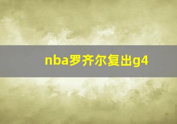 nba罗齐尔复出g4