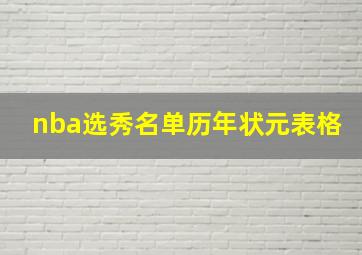 nba选秀名单历年状元表格