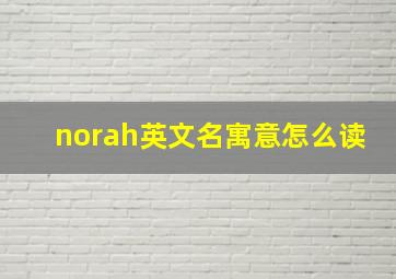 norah英文名寓意怎么读