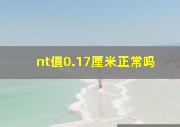 nt值0.17厘米正常吗