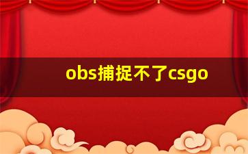 obs捕捉不了csgo