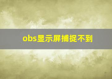 obs显示屏捕捉不到