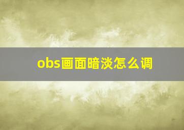 obs画面暗淡怎么调