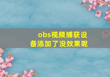 obs视频捕获设备添加了没效果呢