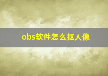 obs软件怎么抠人像