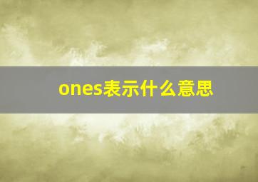 ones表示什么意思