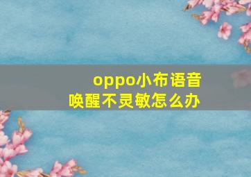 oppo小布语音唤醒不灵敏怎么办