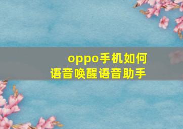 oppo手机如何语音唤醒语音助手