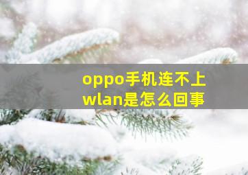 oppo手机连不上wlan是怎么回事