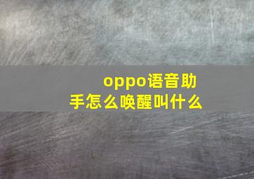 oppo语音助手怎么唤醒叫什么