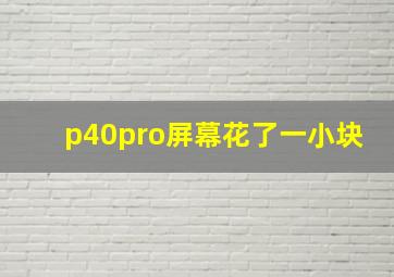 p40pro屏幕花了一小块