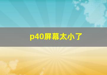 p40屏幕太小了